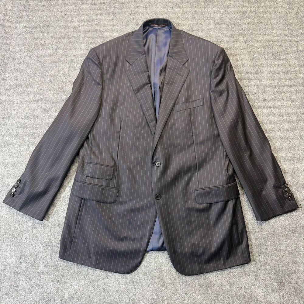 Hickey Freeman Loro Piana Super 150s Wool Mens Pinstripe Suit Jacket USA